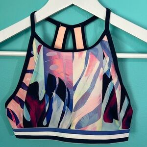 Athleta Girl Leaves Pattern Active Sports Bra L/12